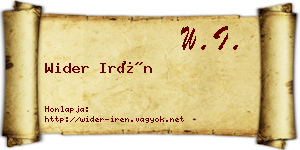 Wider Irén névjegykártya